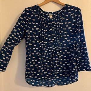 Oat & Fawn pug print blouse. Large.